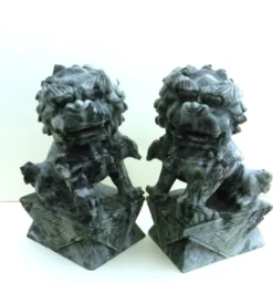 Paire de serre-livres Chien de Fô en Jade
