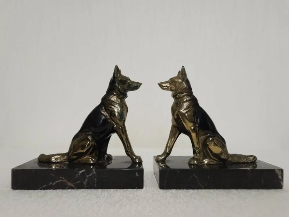 Paire de serre-livres chiens vintage