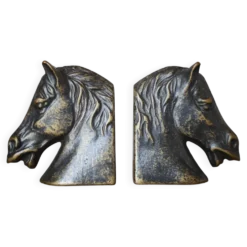 Paire de serre-livres en bronze – Chevaux Art déco