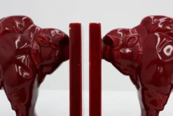 Paire de serre-livres en céramique émaillée rouge en forme de bœuf Bison de style Art Déco, Belgique