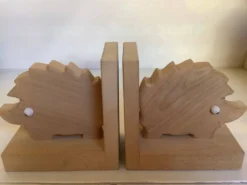 Paire de serre livres hérissons en bois massif