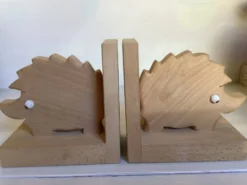 Paire de serre livres hérissons en bois massif
