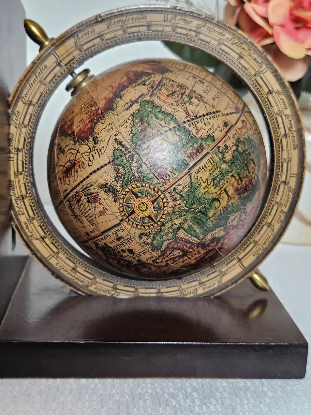 Paire de serre-livres mappemonde Italie vintage