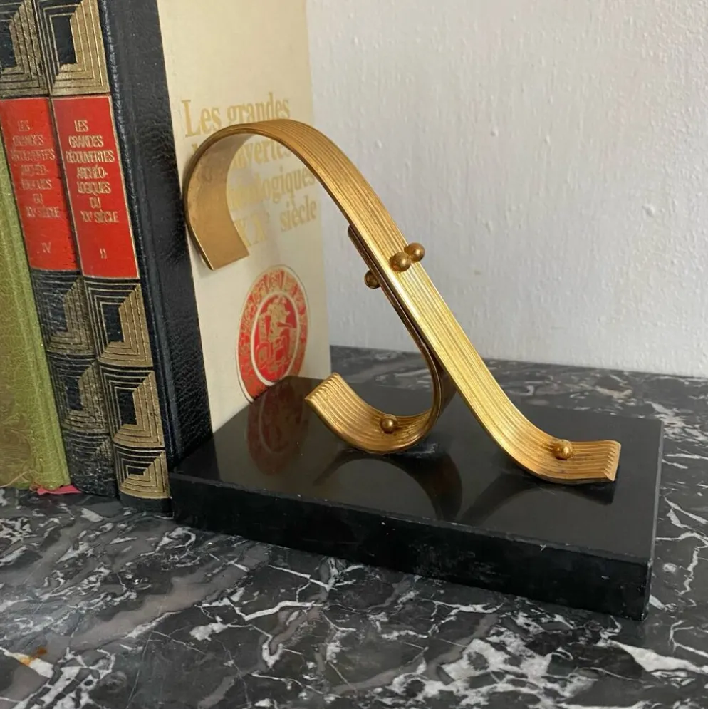 Paire de serre livres modernistes Gold Starry