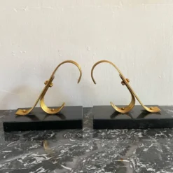 Paire de serre livres modernistes Gold Starry