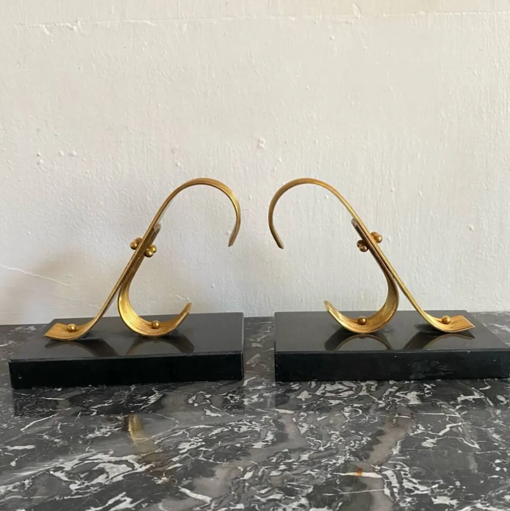Paire de serre livres modernistes Gold Starry