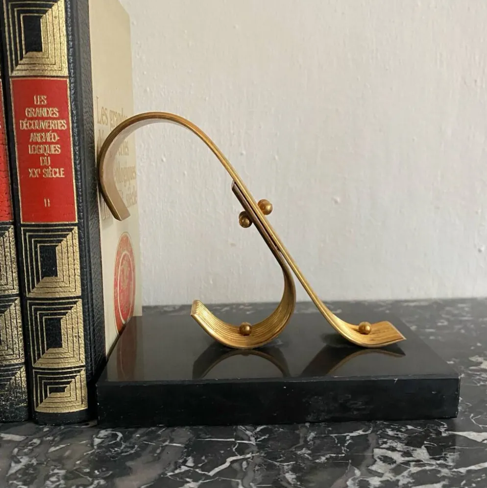 Paire de serre livres modernistes Gold Starry