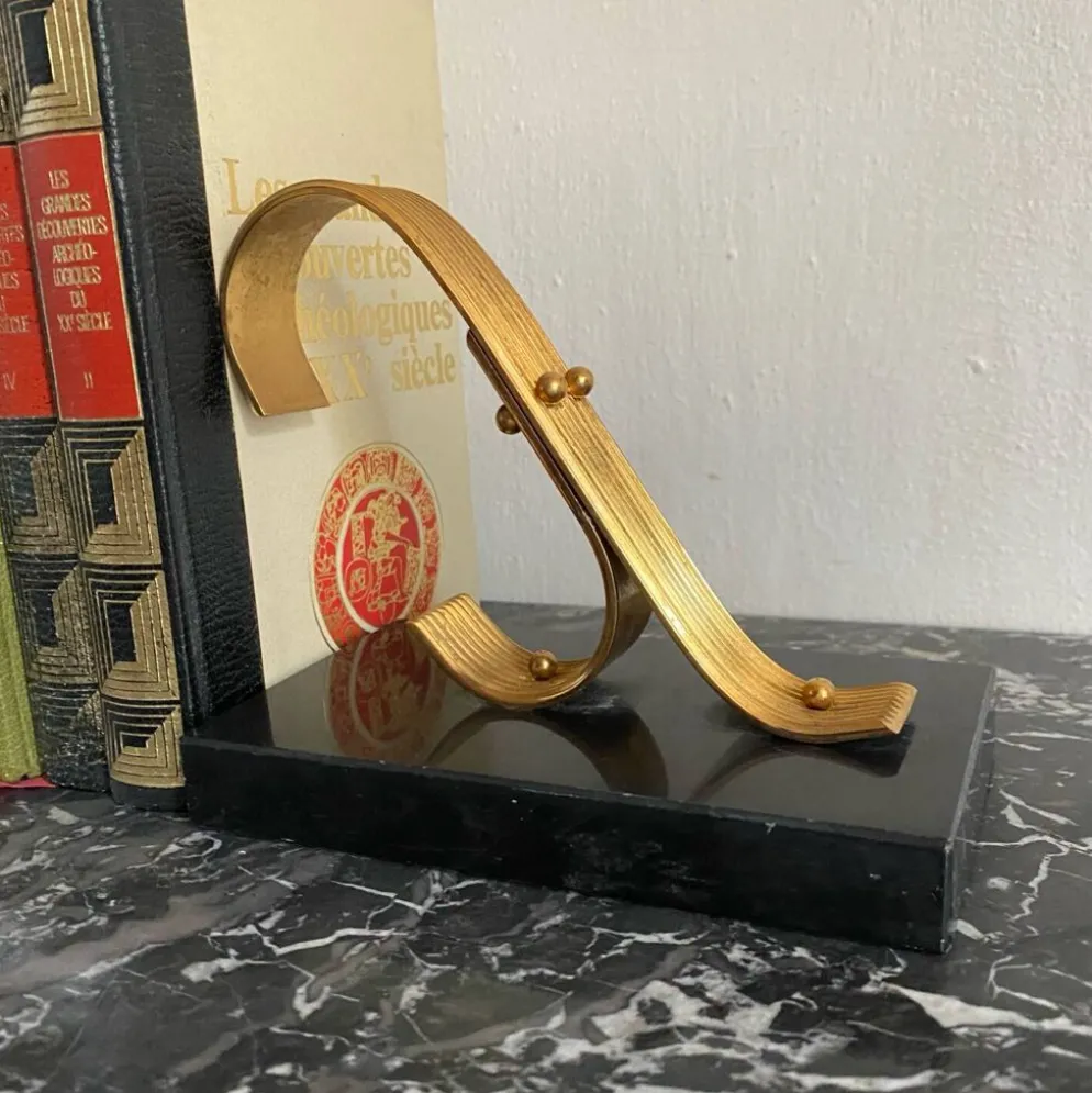 Paire de serre livres modernistes Gold Starry