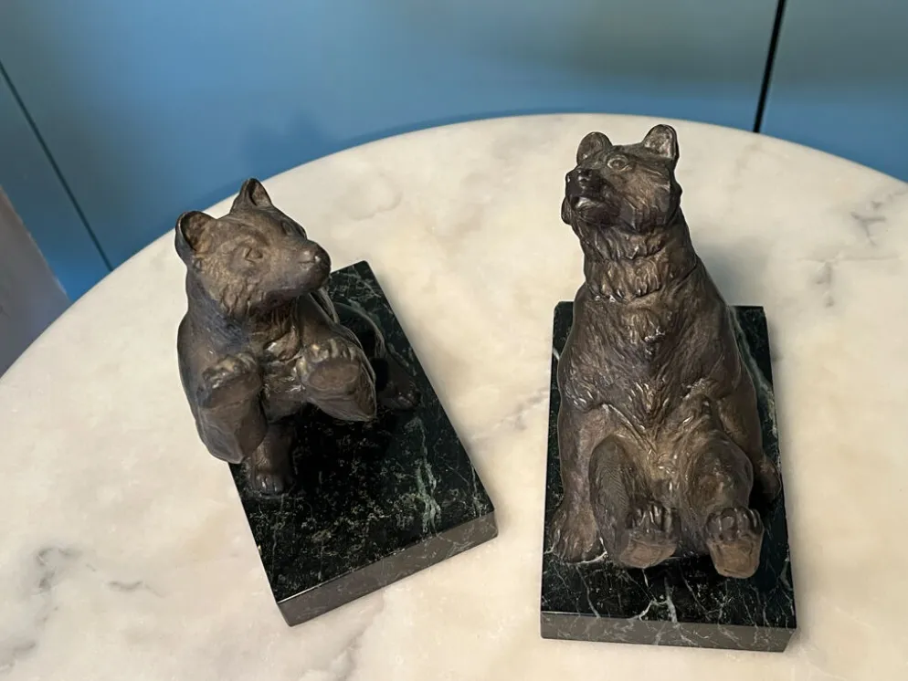 Paire de serre-livres ours par thomas cartier