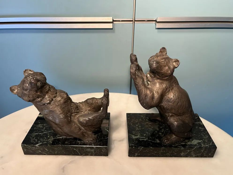 Paire de serre-livres ours par thomas cartier