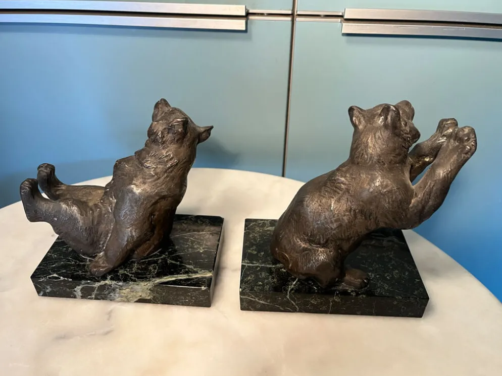 Paire de serre-livres ours par thomas cartier