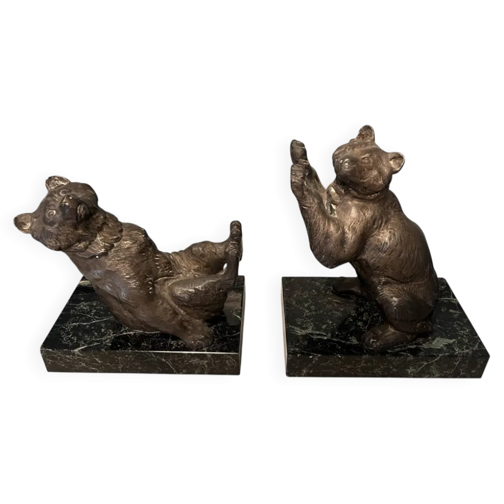 Paire de serre-livres ours par thomas cartier