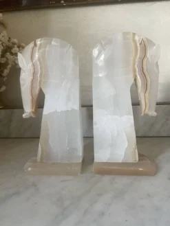 Paire de serre-livres tête de cheval vintage en onyx
