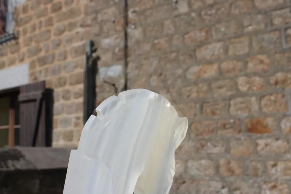 Paire de serre-livres vintage en onyx blanc – Têtes de cheval