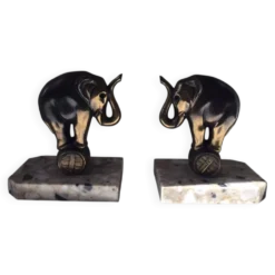 Paire de serres livres art déco éléphants Franjou