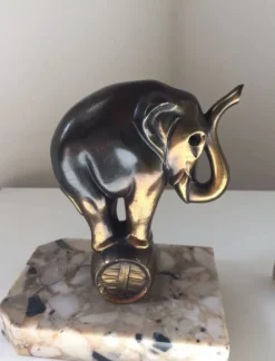 Paire de serres livres art déco éléphants Franjou