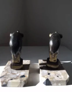 Paire de serres livres art déco éléphants Franjou