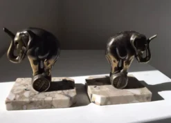 Paire de serres livres art déco éléphants Franjou