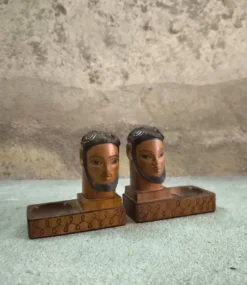 Paire de serres livres vintage en bois