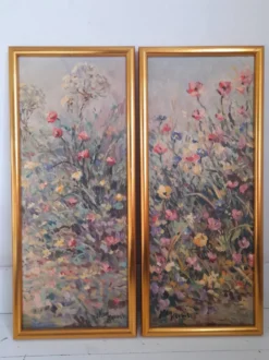 Paire de tableaux floraux danois signés Allan Karms