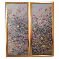 Paire de tableaux floraux danois signés Allan Karms