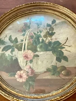 Paire de tableaux, natures mortes fruits et fleurs
