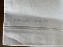 Paire de taies d'oreiller de trousseau 1960 en lin métis linge ancien neuf