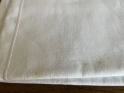 Paire de taies d'oreiller de trousseau 1960 en lin métis linge ancien neuf