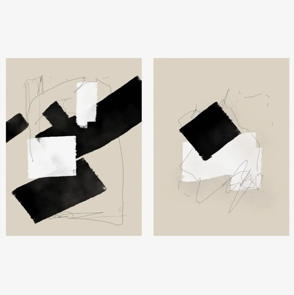 Paire de tirages giclée, ensemble d'art mural abstrait de deux, 50x70cm