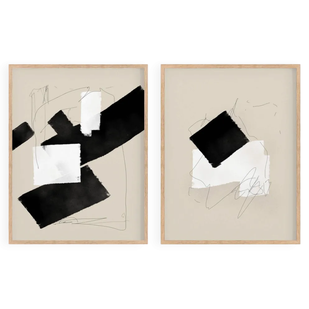 Paire de tirages giclée, ensemble d'art mural abstrait de deux, 50x70cm