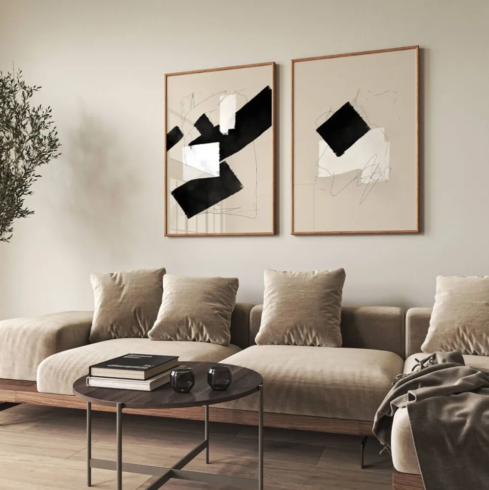Paire de tirages giclée, ensemble d'art mural abstrait de deux, 50x70cm