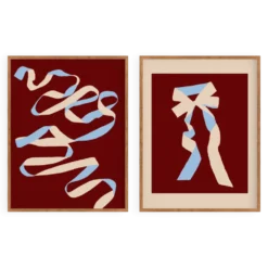 Paire de tirages giclée, ensemble abstrait bordeaux de deux, 50x70cm