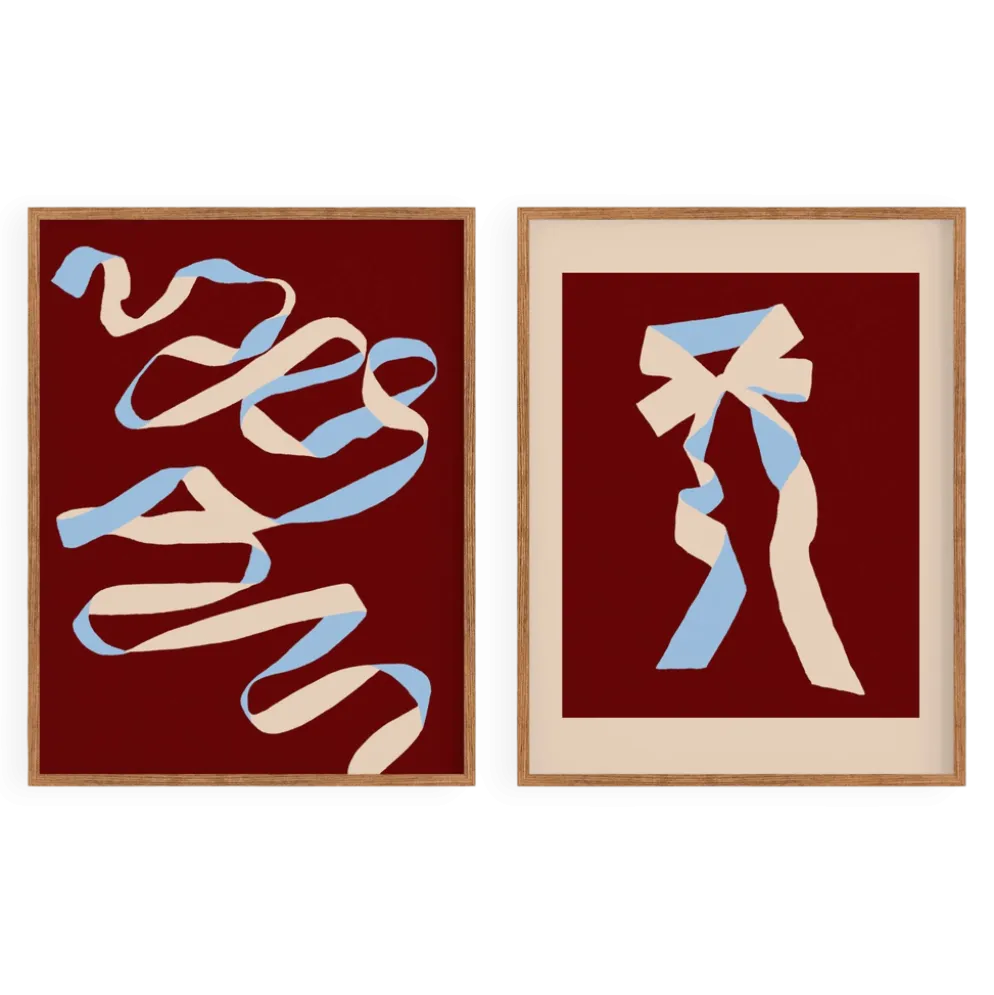 Paire de tirages giclée, ensemble abstrait bordeaux de deux, 50x70cm