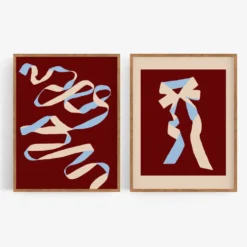 Paire de tirages giclée, ensemble abstrait bordeaux de deux, 50x70cm