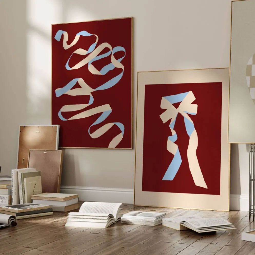 Paire de tirages giclée, ensemble abstrait bordeaux de deux, 50x70cm