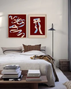 Paire de tirages giclée, ensemble abstrait bordeaux de deux, 50x70cm
