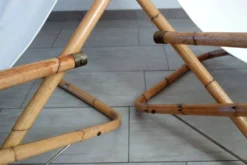 Paire de transats pliants bambou et laiton, Italie, années 60