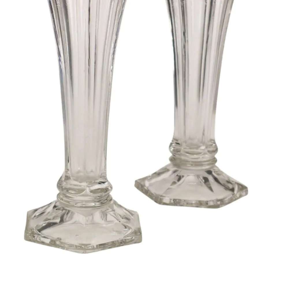 Paire de vases 'Américain' Luxval en cristal clair de Val Saint Lambert, 23 cm
