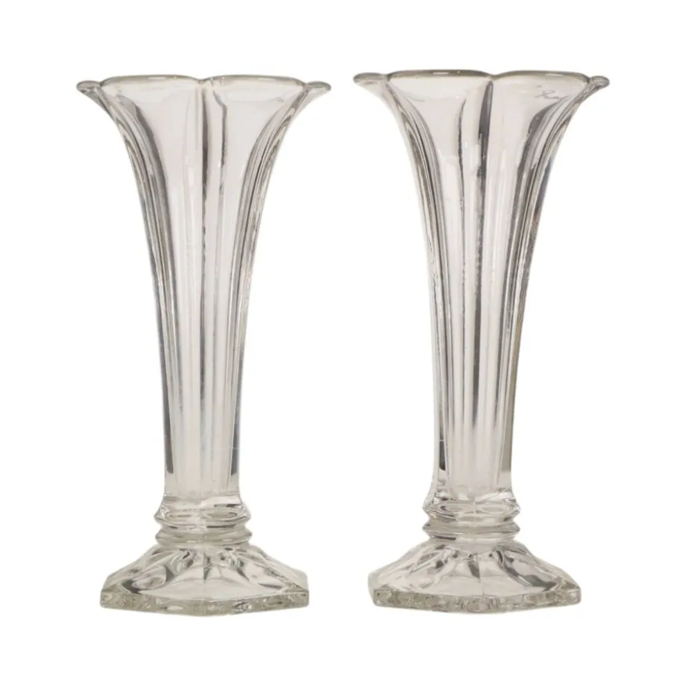 Paire de vases 'Américain' Luxval en cristal clair de Val Saint Lambert, 23 cm