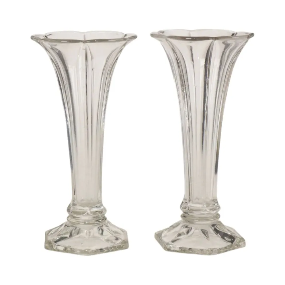Paire de vases 'Américain' Luxval en cristal clair de Val Saint Lambert, 23 cm