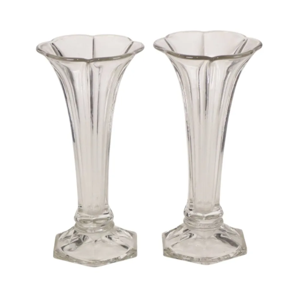 Paire de vases 'Américain' Luxval en cristal clair de Val Saint Lambert, 23 cm