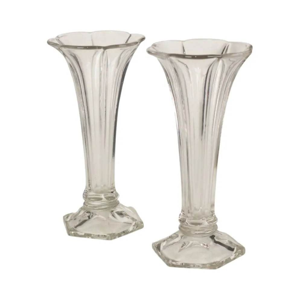 Paire de vases 'Américain' Luxval en cristal clair de Val Saint Lambert, 23 cm