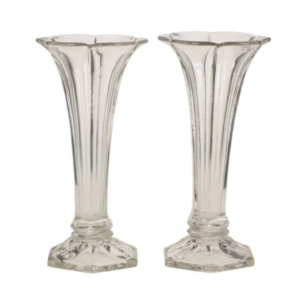 Paire de vases 'Américain' Luxval en cristal clair de Val Saint Lambert, 23 cm