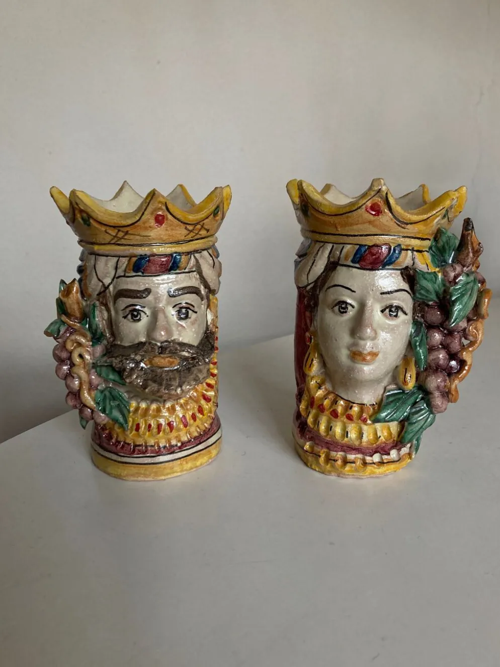 Paire de vases têtes di Moro Caltagirone design italien Sicile