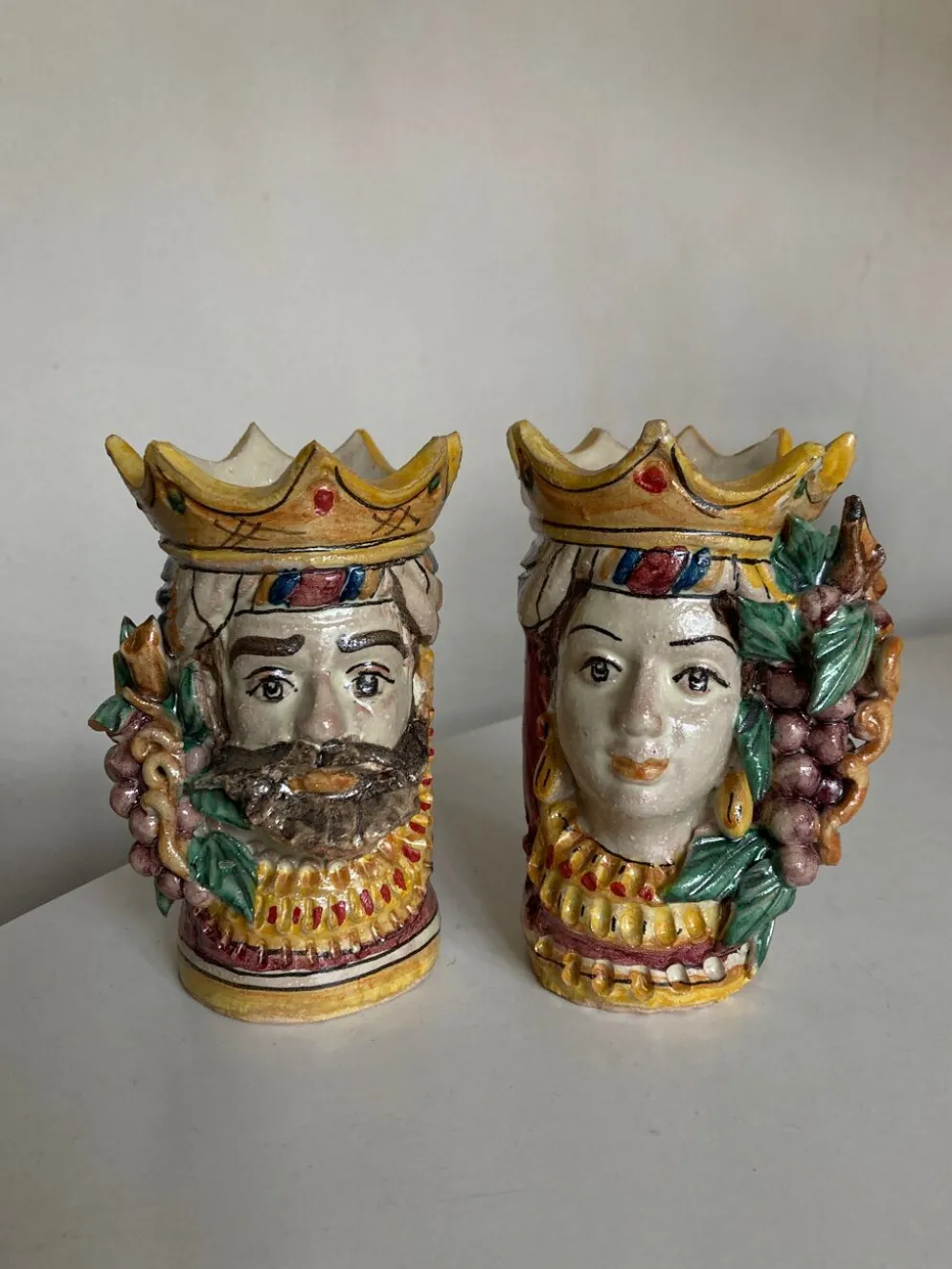 Paire de vases têtes di Moro Caltagirone design italien Sicile