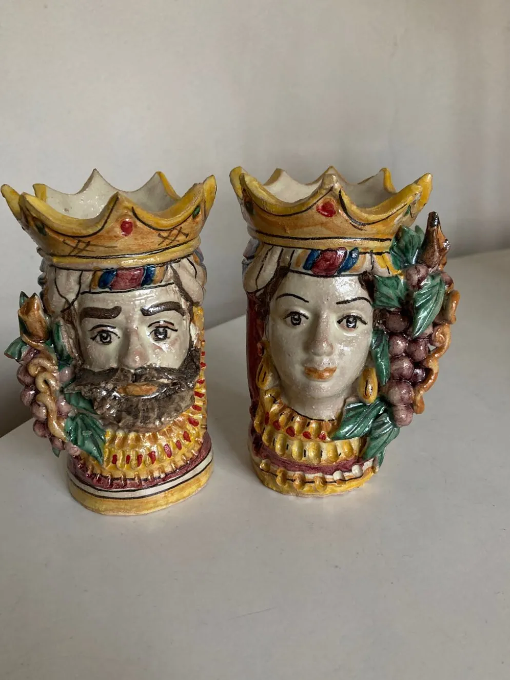 Paire de vases têtes di Moro Caltagirone design italien Sicile