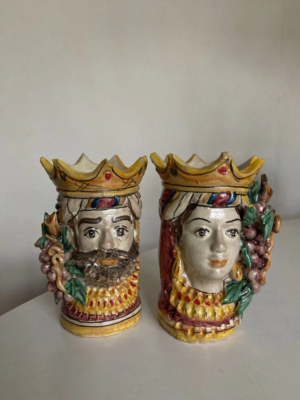 Paire de vases têtes di Moro Caltagirone design italien Sicile