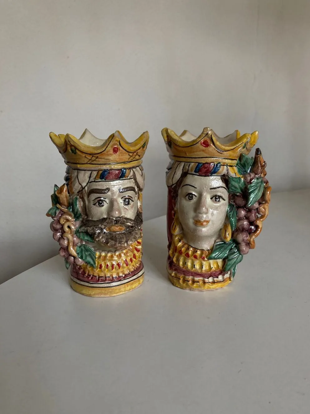 Paire de vases têtes di Moro Caltagirone design italien Sicile