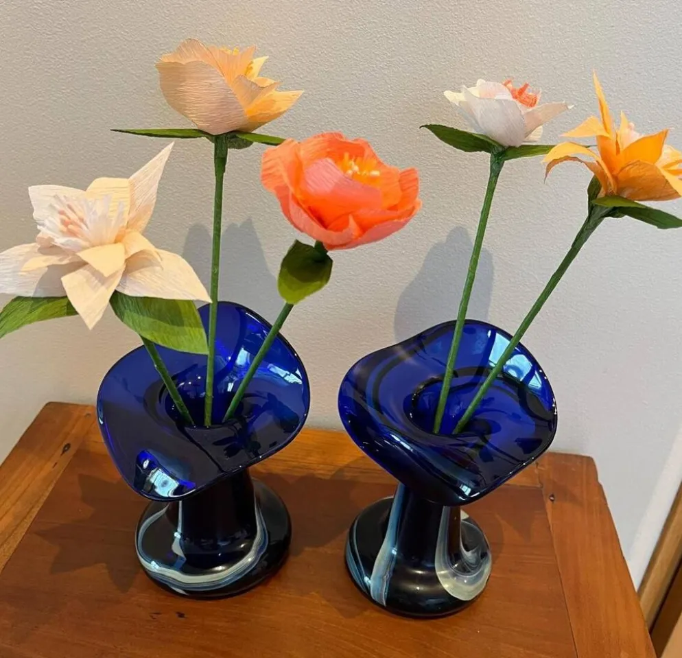 Paire de vases vintage en verre de Murano par Marta Marzotto