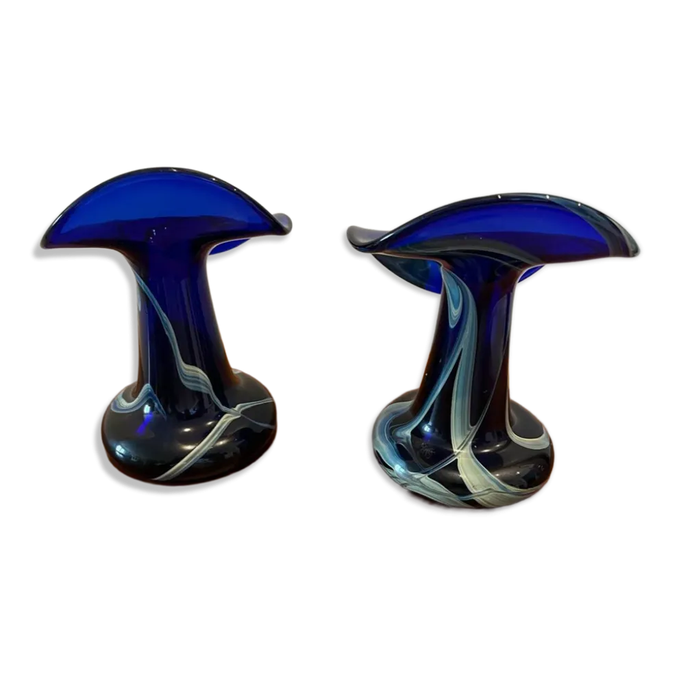 Paire de vases vintage en verre de Murano par Marta Marzotto